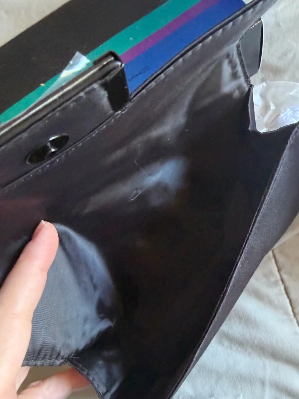MAC Cosmetics Black with Teal, Purple and Blue Accent Makeup Bag New with Box